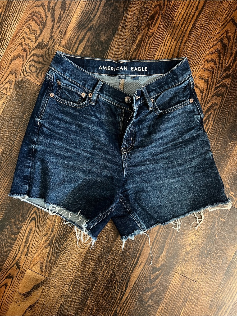 American Eagle Outfitters Indigo Frayed Hem Denim Shorts